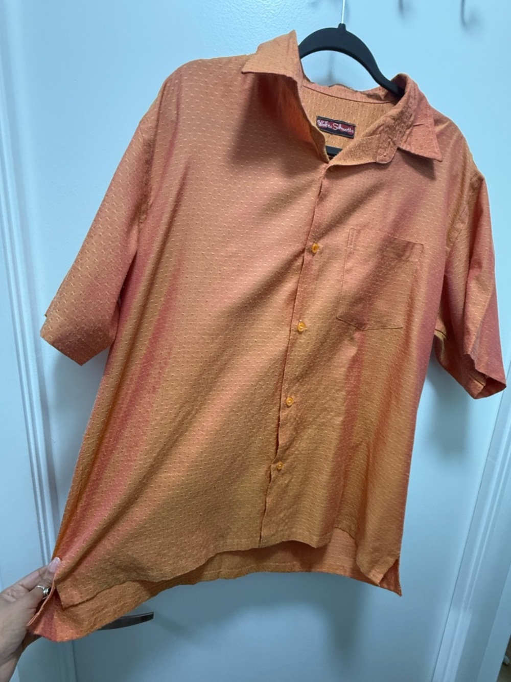 Two tone Men's Short-Sleeve Button-Down Shirt in Orange